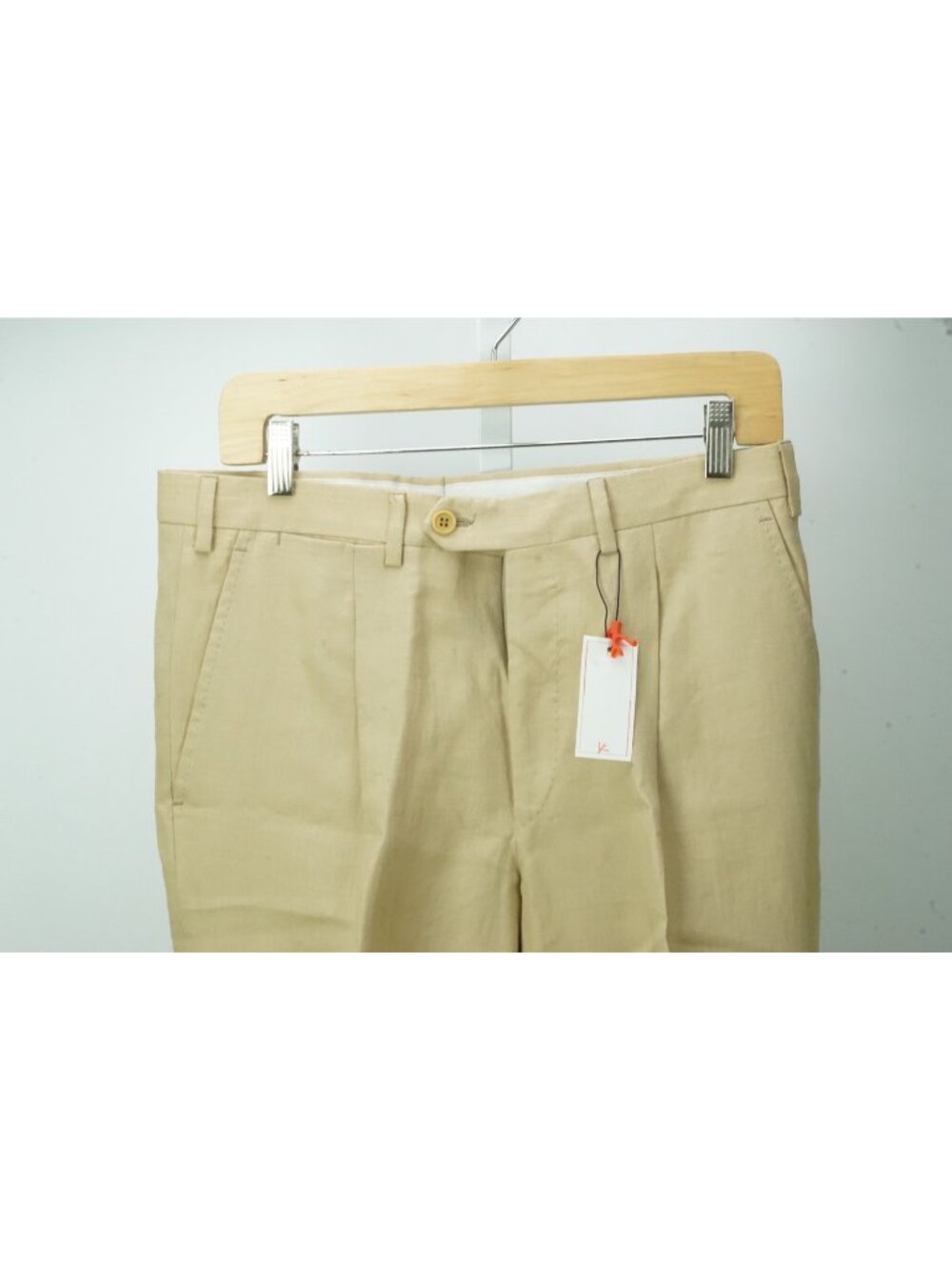Isaia Beige Brown 100% Linen Mens Dress Pants Sz 46 EU BRAND NEW